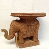Vintage wicker elephant and rattan table