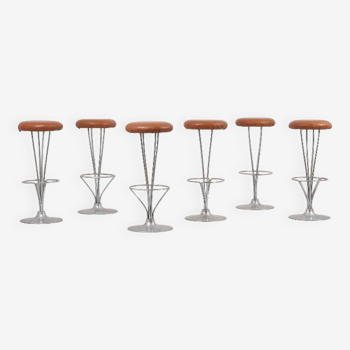 Set of 6 Piet Hein bar stools for Fritz Hansen, Denmark, 1990s