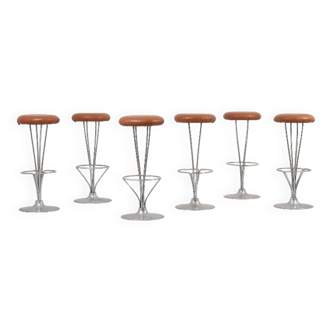 Lot de 6 tabourets de bar Piet Hein pour Fritz Hansen, Danemark, années 1990