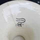 Fruit bowl, blue earthenware compote dish, slip, grape model, HBC