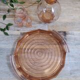Rosaline service in pink glass with a tray, a carafe and 4 liqueur glasses