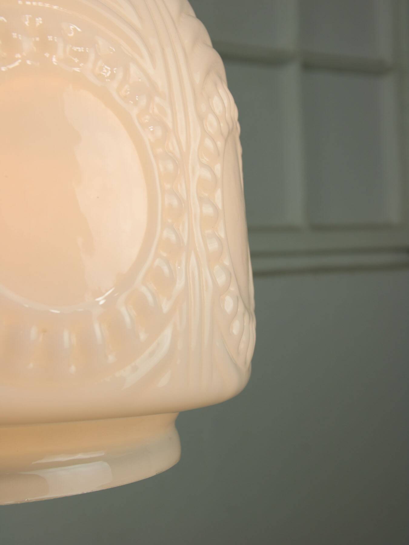 intricate Mid-Century Italian Brass and Opaline Pendant Lamp, 1950s