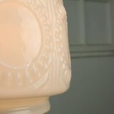 Lampe à Suspension complexe Mid-Century en Laiton et Opaline, Italie, 1950s