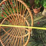 Fauteuil corbeille en rotin vintage