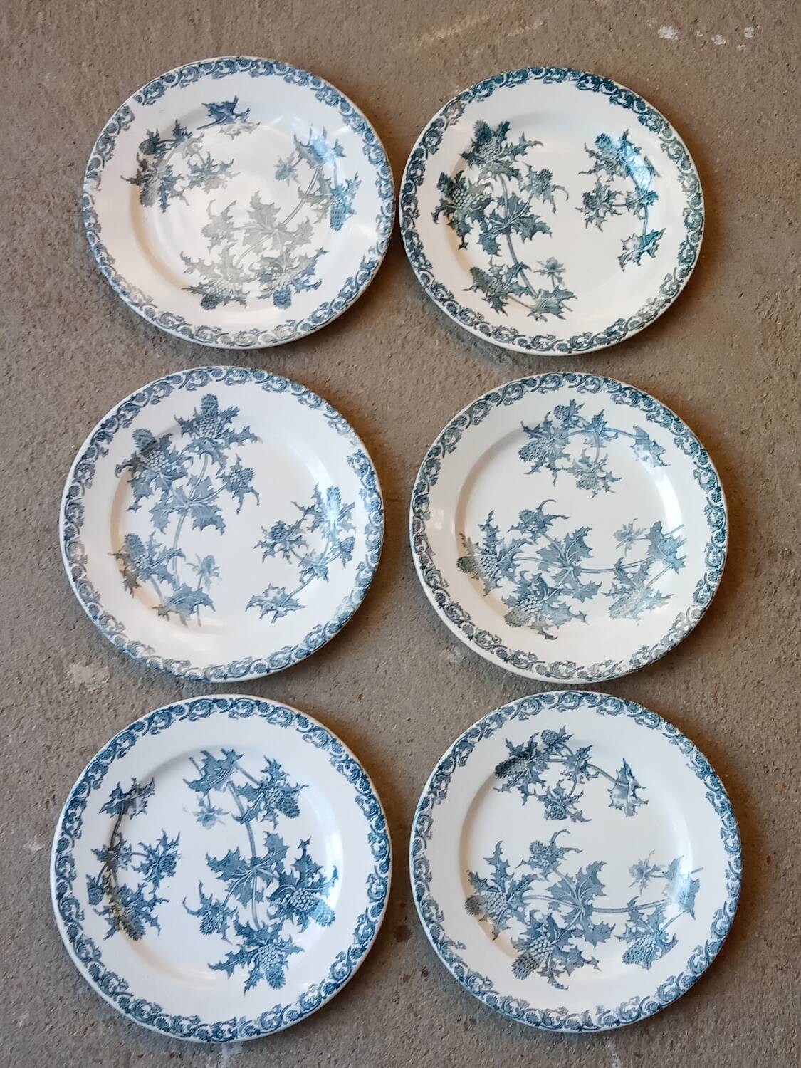 Six LG "Righi" iron earthenware plates