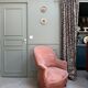 Pale pink velvet toad chair