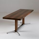 Vintage rosewood and brushed metal coffee table, 1960s