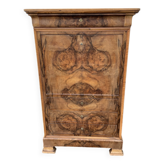 Louis-Philippe secretary, mid-19th century, in burr walnut