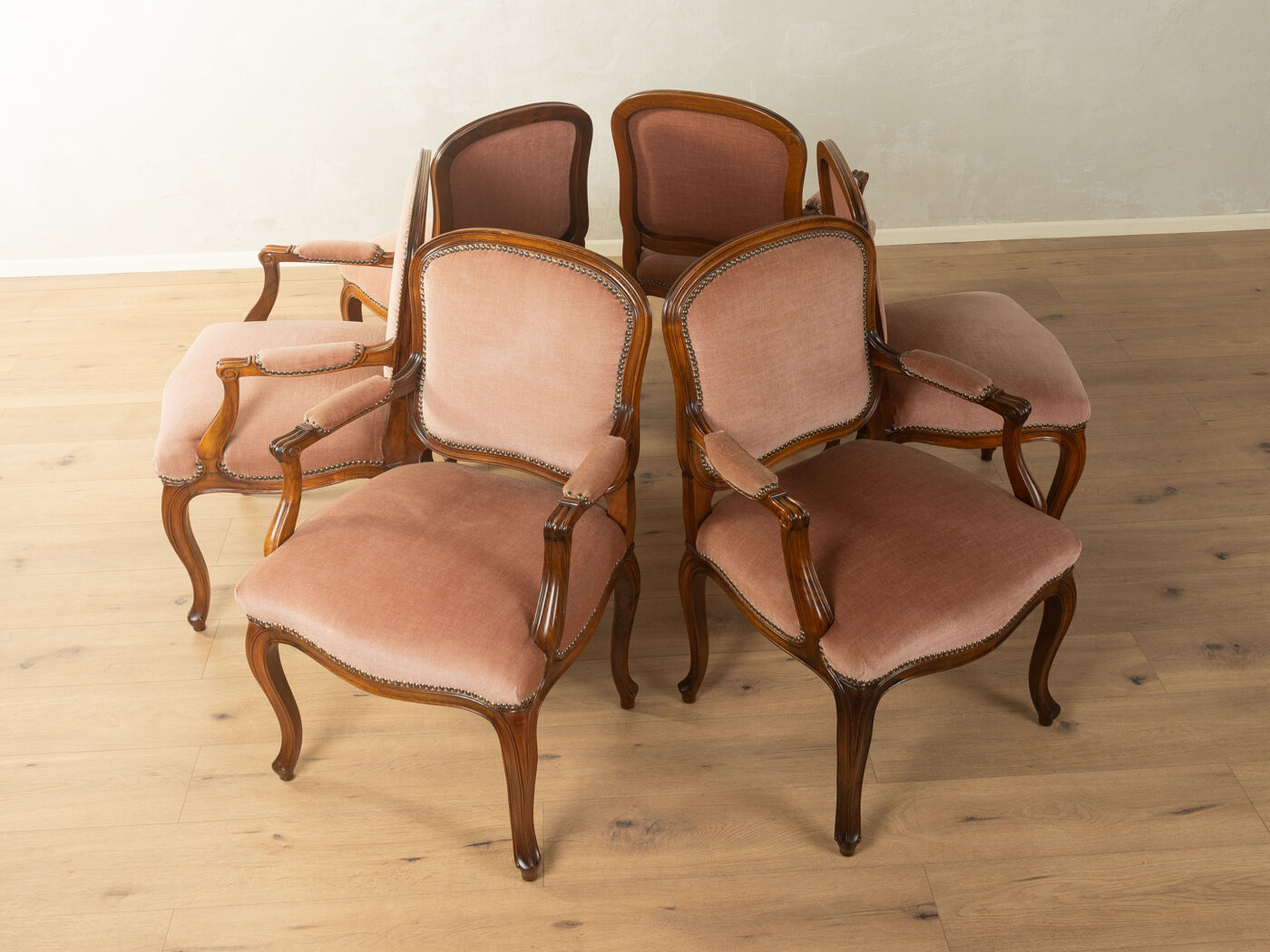 Rococo dining chairs, set of 6, circa 1900, baroque style