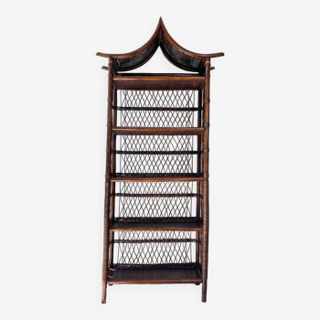 Vintage Asian style rattan shelf