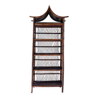 Vintage Asian style rattan shelf