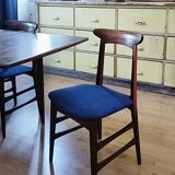 1960s Italian teak chairs in blue
