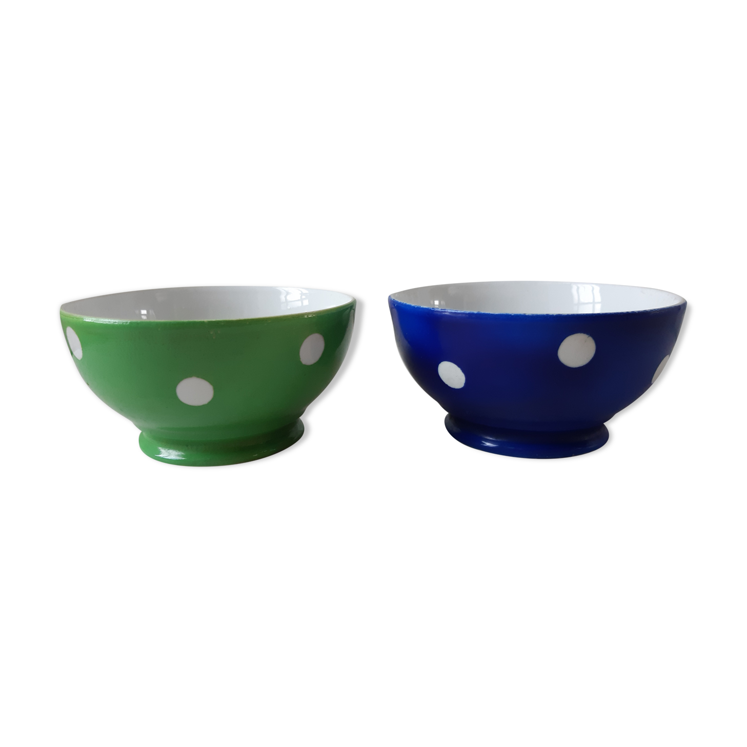 Duo of bowls with klein blue and pistachio green Longchamp 50s