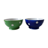 Duo of bowls with klein blue and pistachio green Longchamp 50s