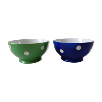 Duo of bowls with klein blue and pistachio green Longchamp 50s