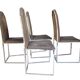 4 chrome and velvet sled chairs