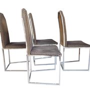 4 chaises traineau en chrome et velours