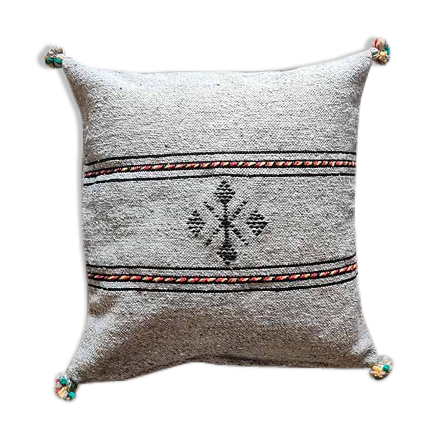 Light grey Berber cushion handmade in cotton