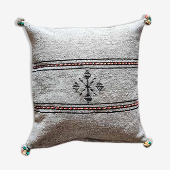 Light grey Berber cushion handmade in cotton