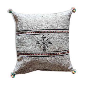 Light grey Berber cushion handmade in cotton