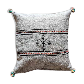 Light grey Berber cushion handmade in cotton