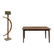 Table de ferme aux pieds fuseaux, L155 cm