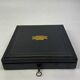 12 dessert spoons in vermeil, Minerva 19th century, blackened pear tree box
