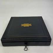 12 dessert spoons in vermeil, Minerva 19th century, blackened pear tree box