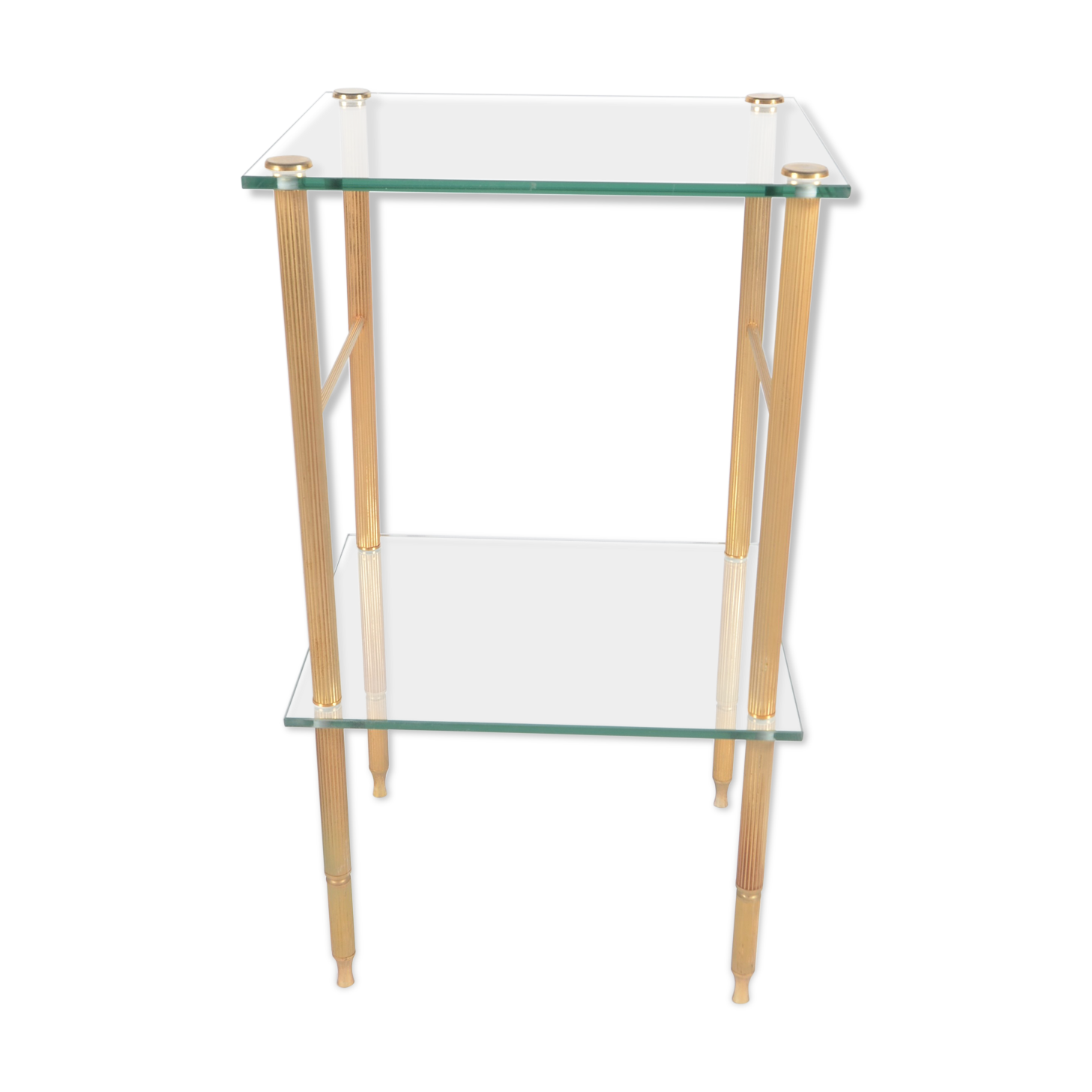 Glass and golden brass side table