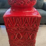 Large BAY Keramik Floor Vase 45 cm Red Vintage West Germany Bodo Mans