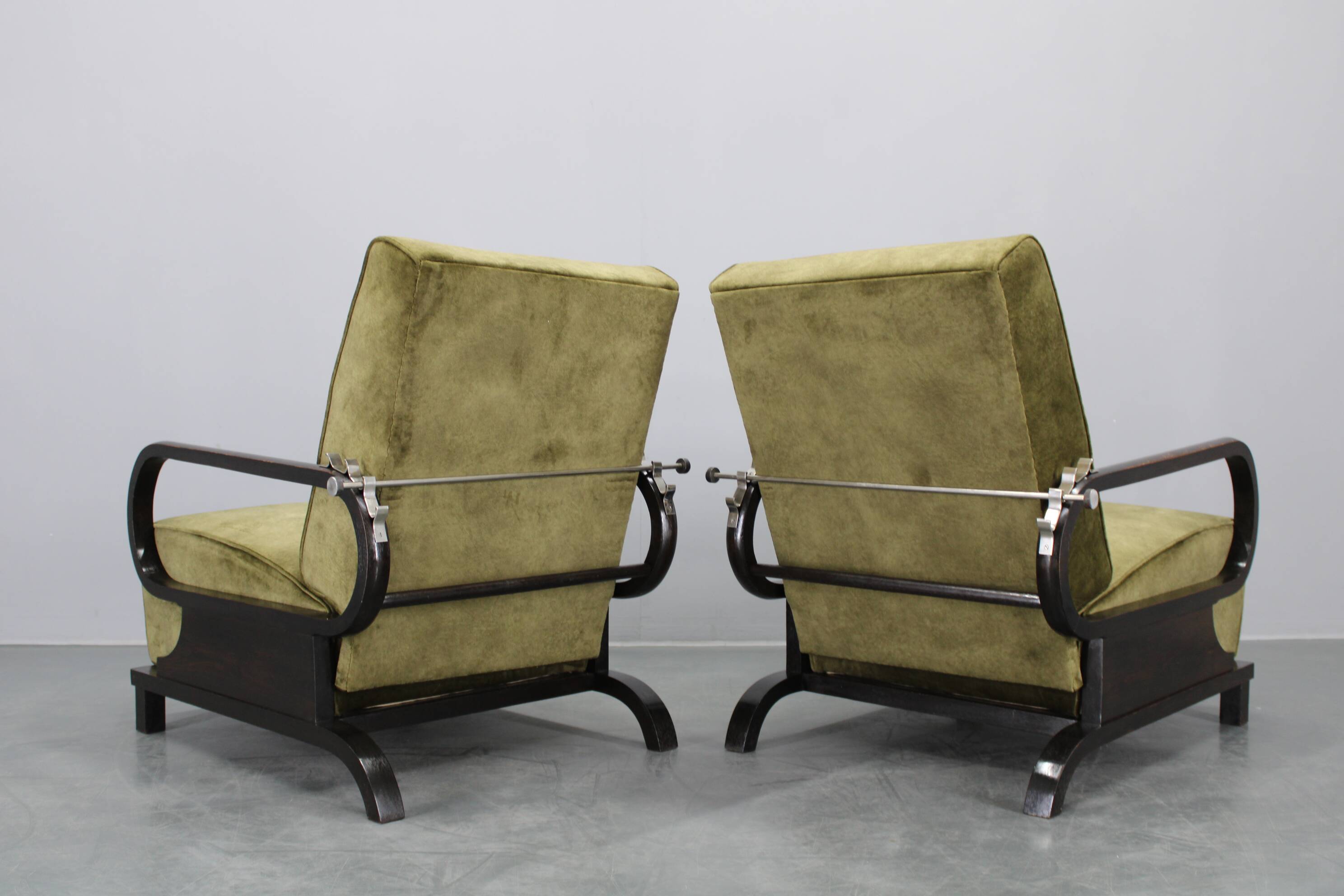 1930s rare restored adjustable Art Deco armchairs, Czechoslovakia