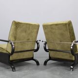 1930s rare restored adjustable Art Deco armchairs, Czechoslovakia