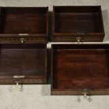 Rare small marquetry display cabinet, louis xvi style – mid 19th century