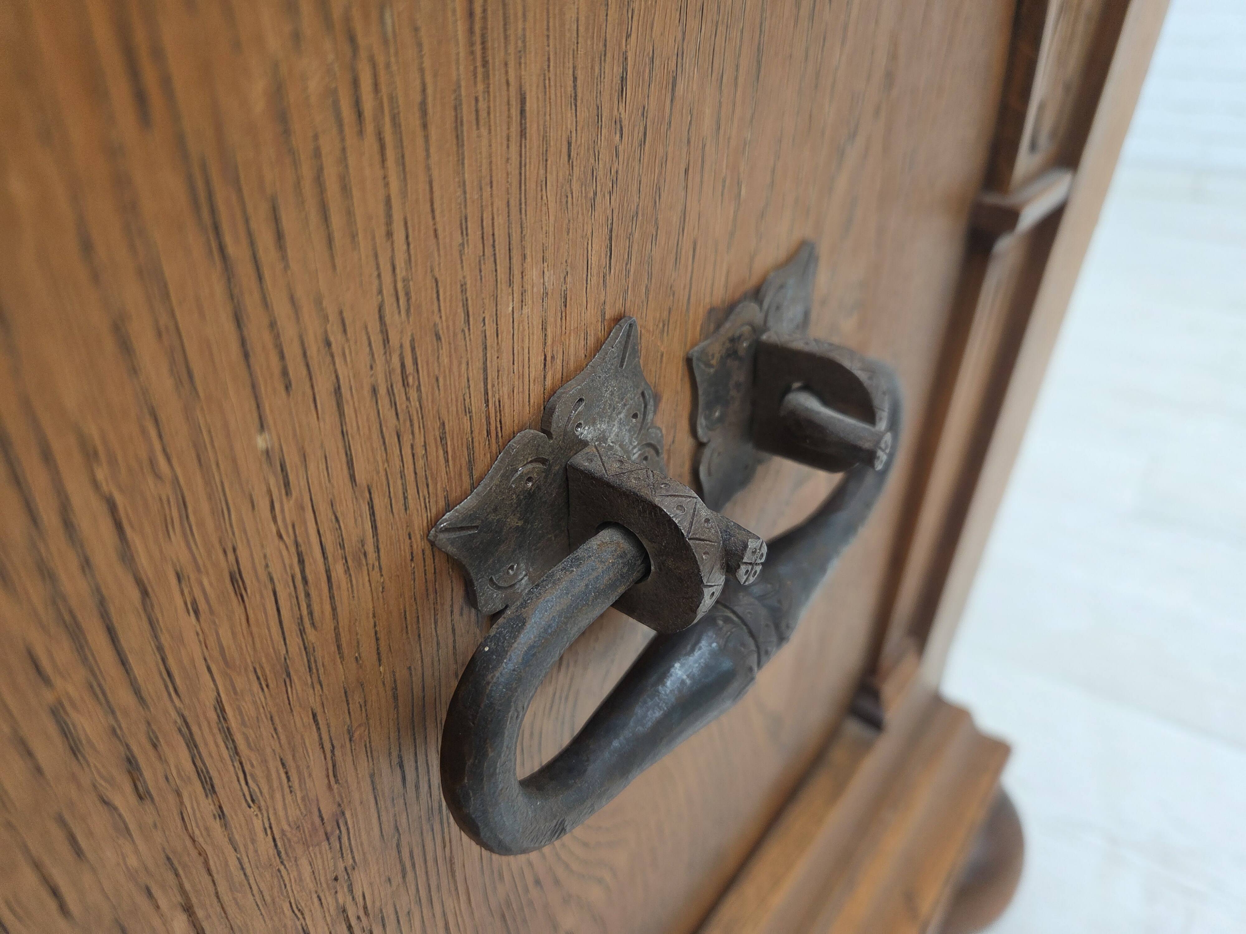 1960s, Danish 2-seater sofa, original condition, furniture wool, oak wood.