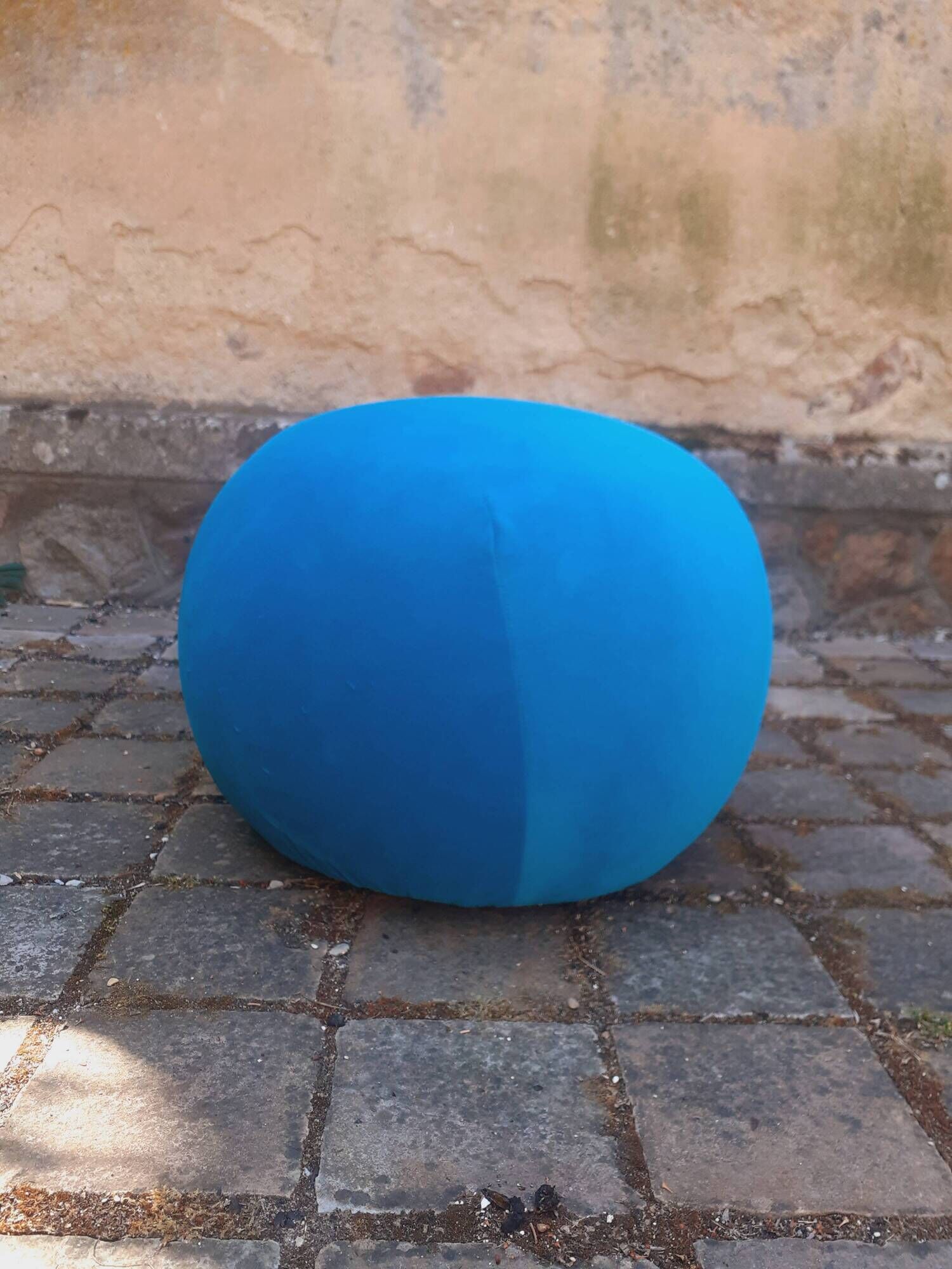 Pair of stools, blue ball ottoman from the 80s.