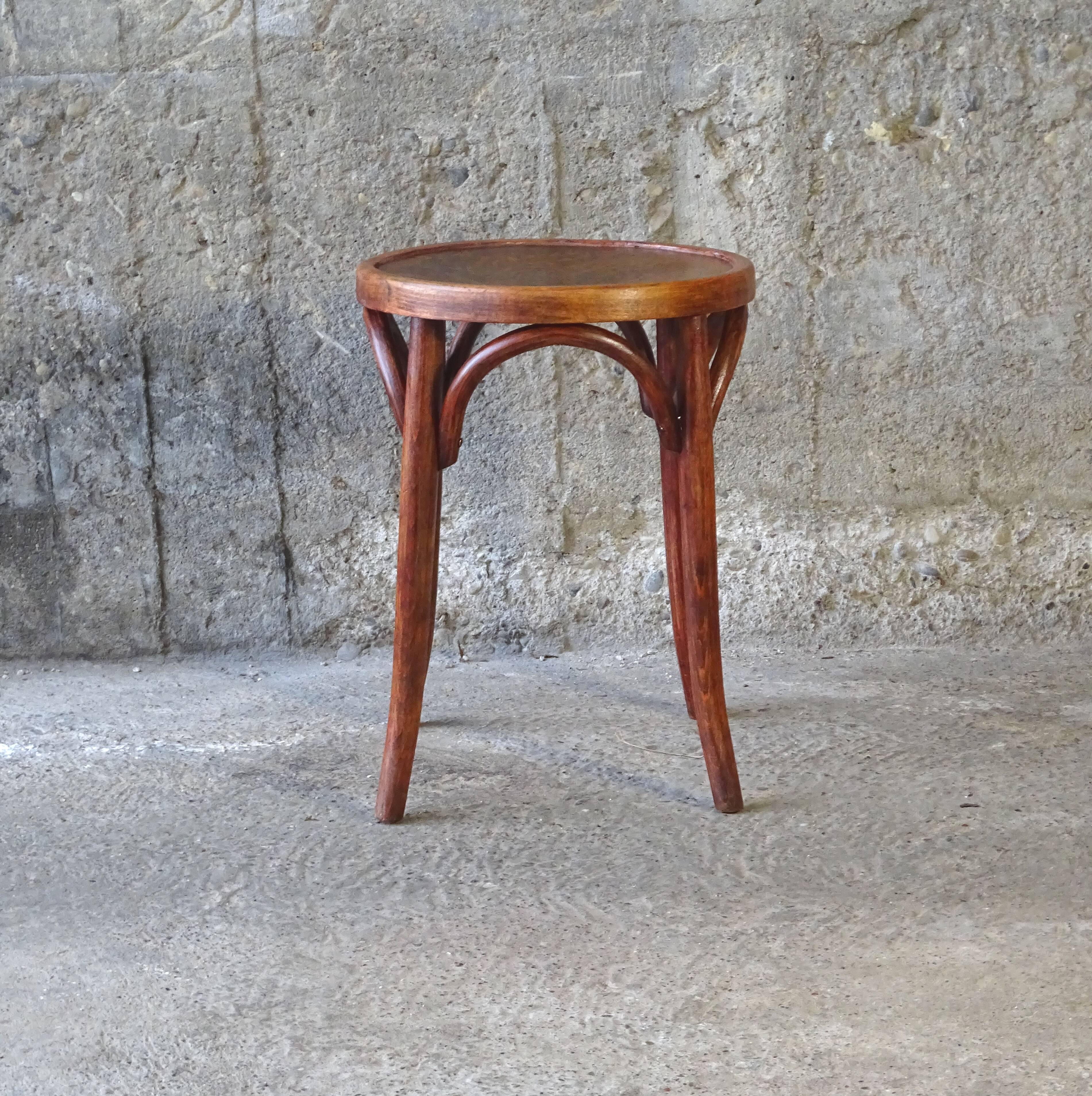 Bistro stool with thermoformed wooden seat, 1920