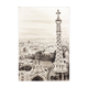 CHARCOAL DRAWING OF BARCELONA VIEW OF PARK GUELL. CITYSCAPE OF BARCELONA.