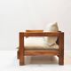 Solid oak seating ensemble rebuilt in 100% virgin wool — two sofas and loun