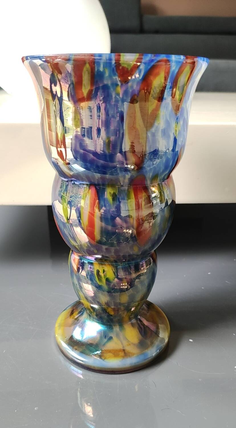 Boho chic iridescent/Iridescent vase. Millefiori. Wilhelm Kralik