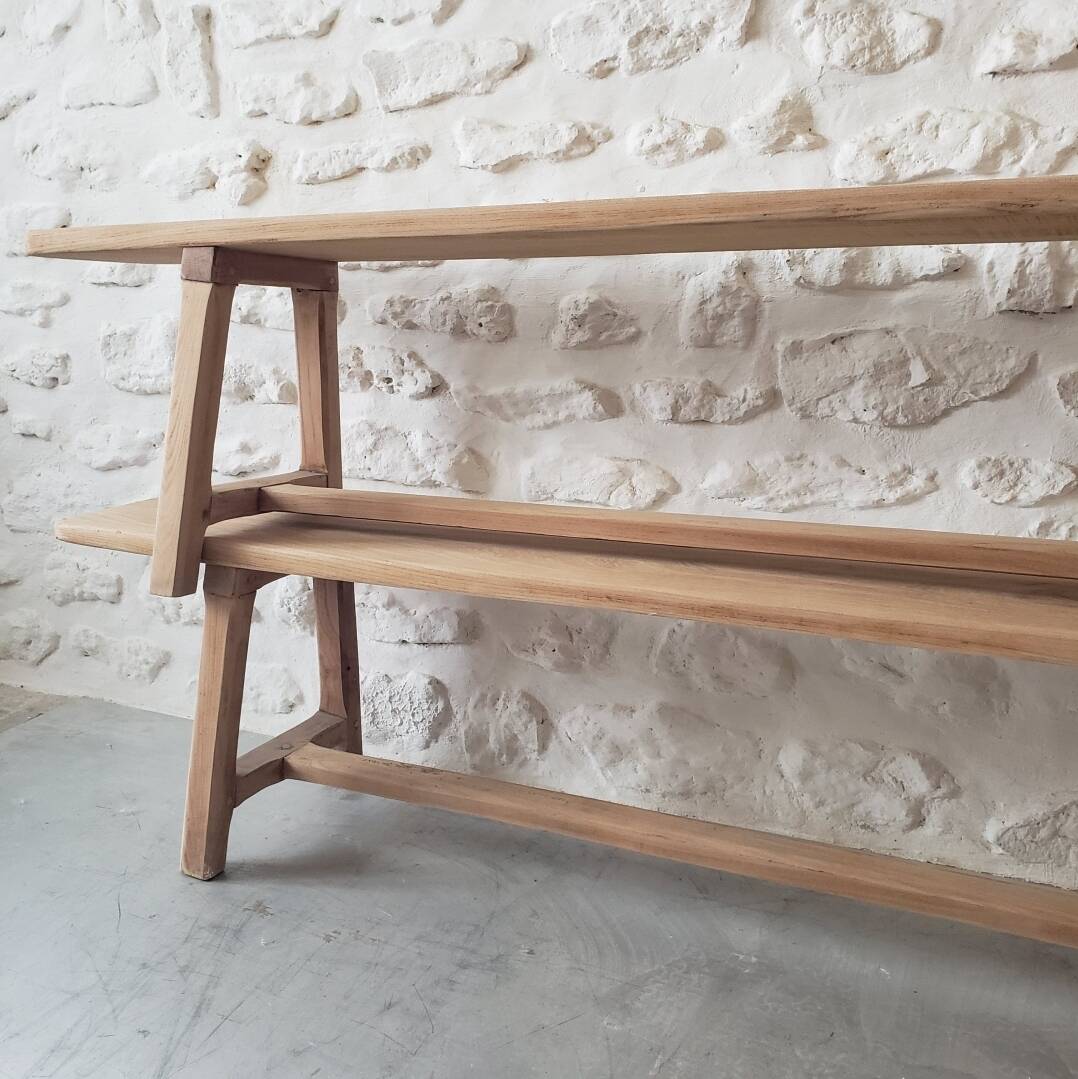 Pair of solid oak benches
