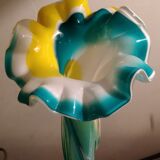 Murano vase with multi colors green, yellow, rare white 1960