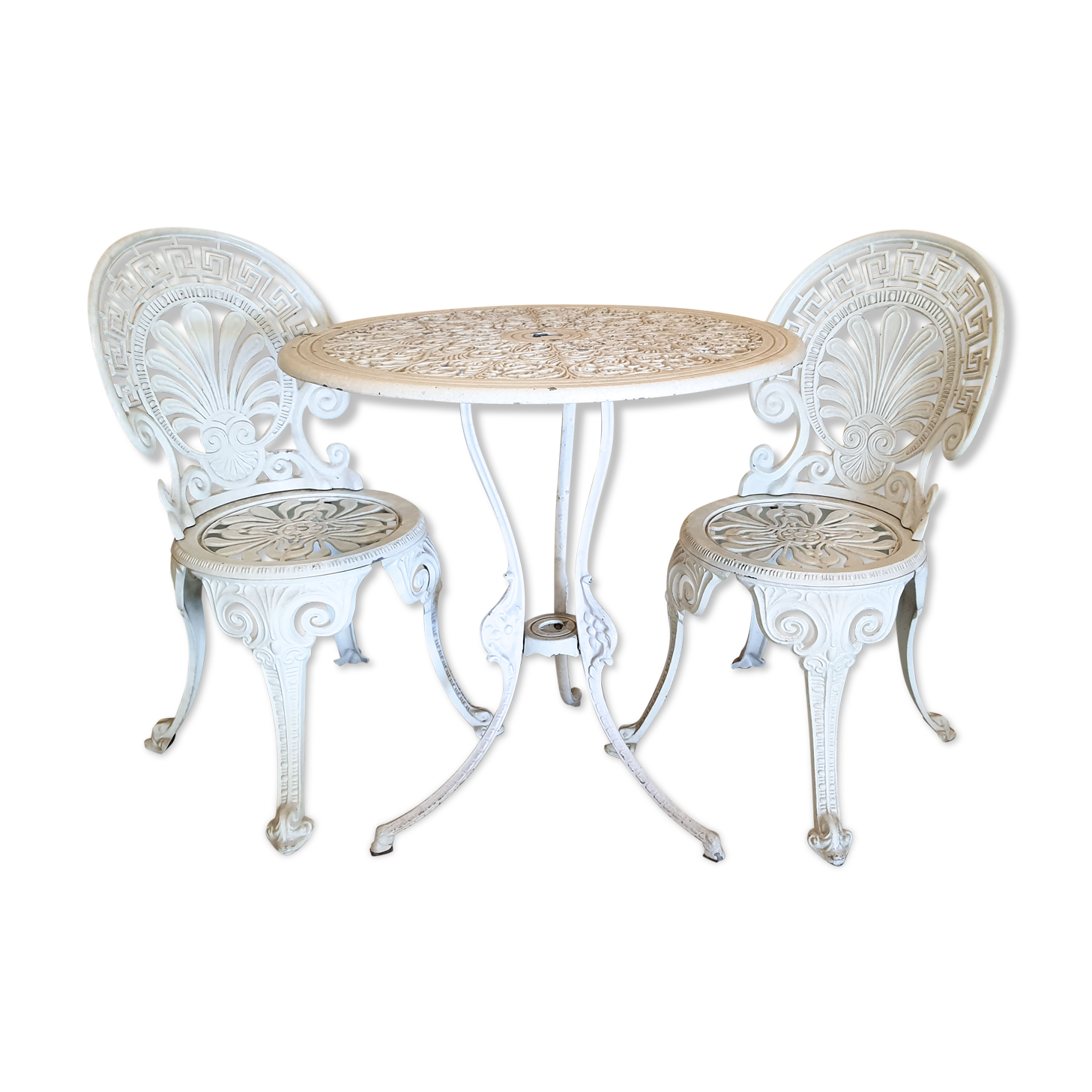Salon de jardin fonte aluminium laqué blanc