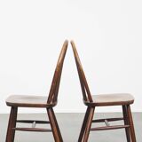 2 chaises bistrot Windsor en bois, années 70