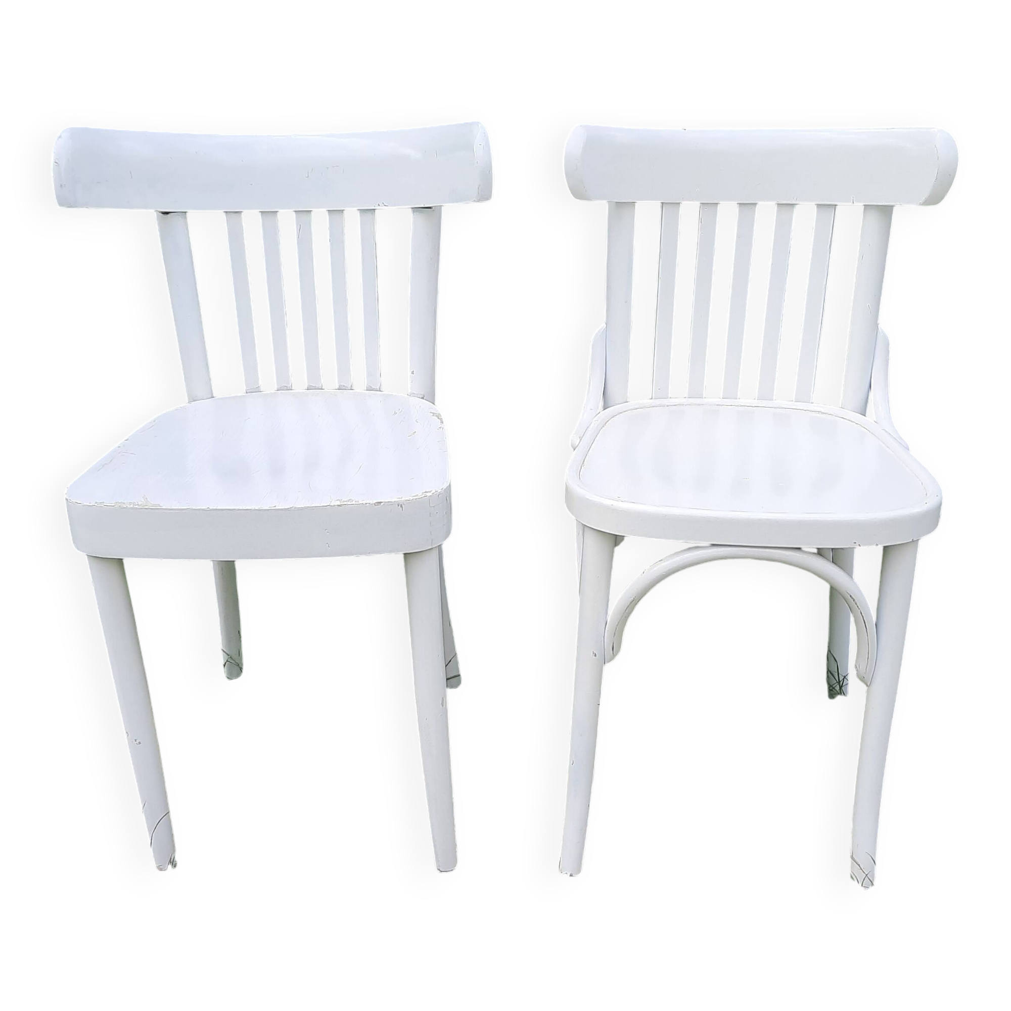 Paire de chaises de bistrot blanches