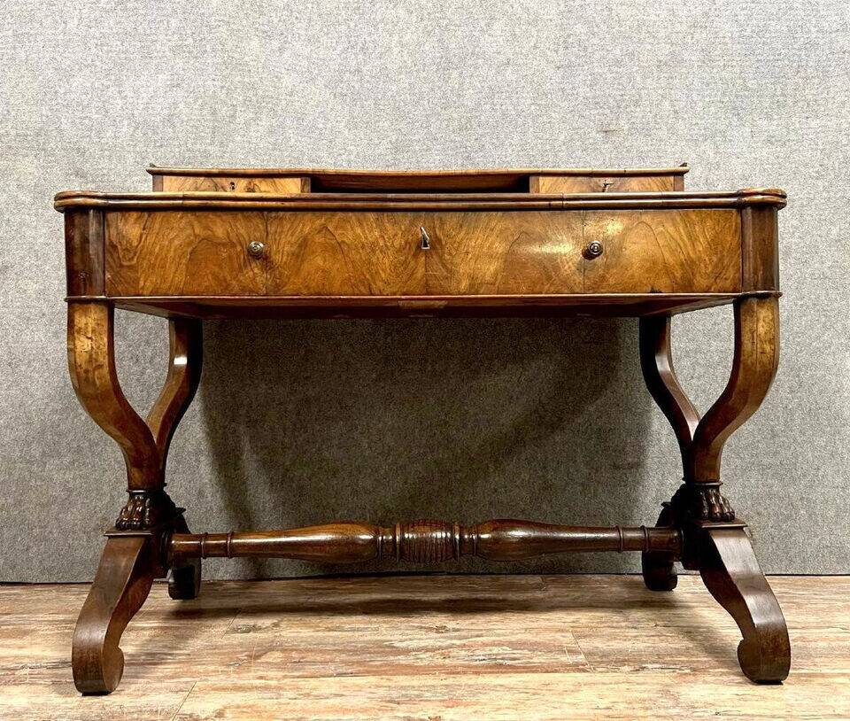 Empire period mahogany stepped desk with curule base circa 1810