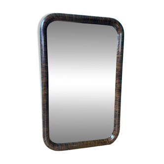 Miroir art déco en bois arrondi
