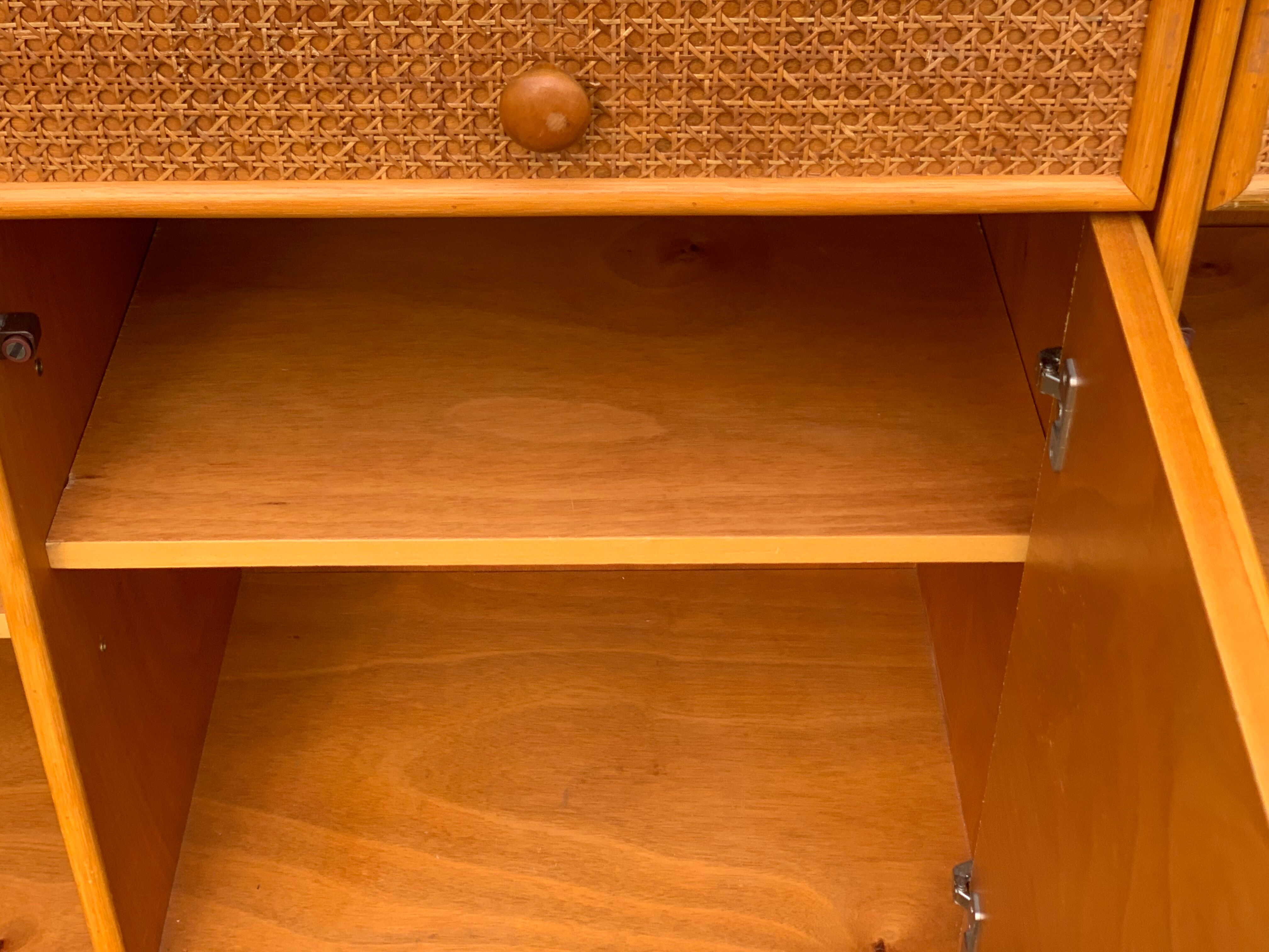 Vintage buffet in bamboo and cannage 1970