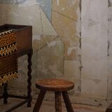 A pair of Wabi Sabi stools carved from pine, mid-century modern Swedish style, 1960s.