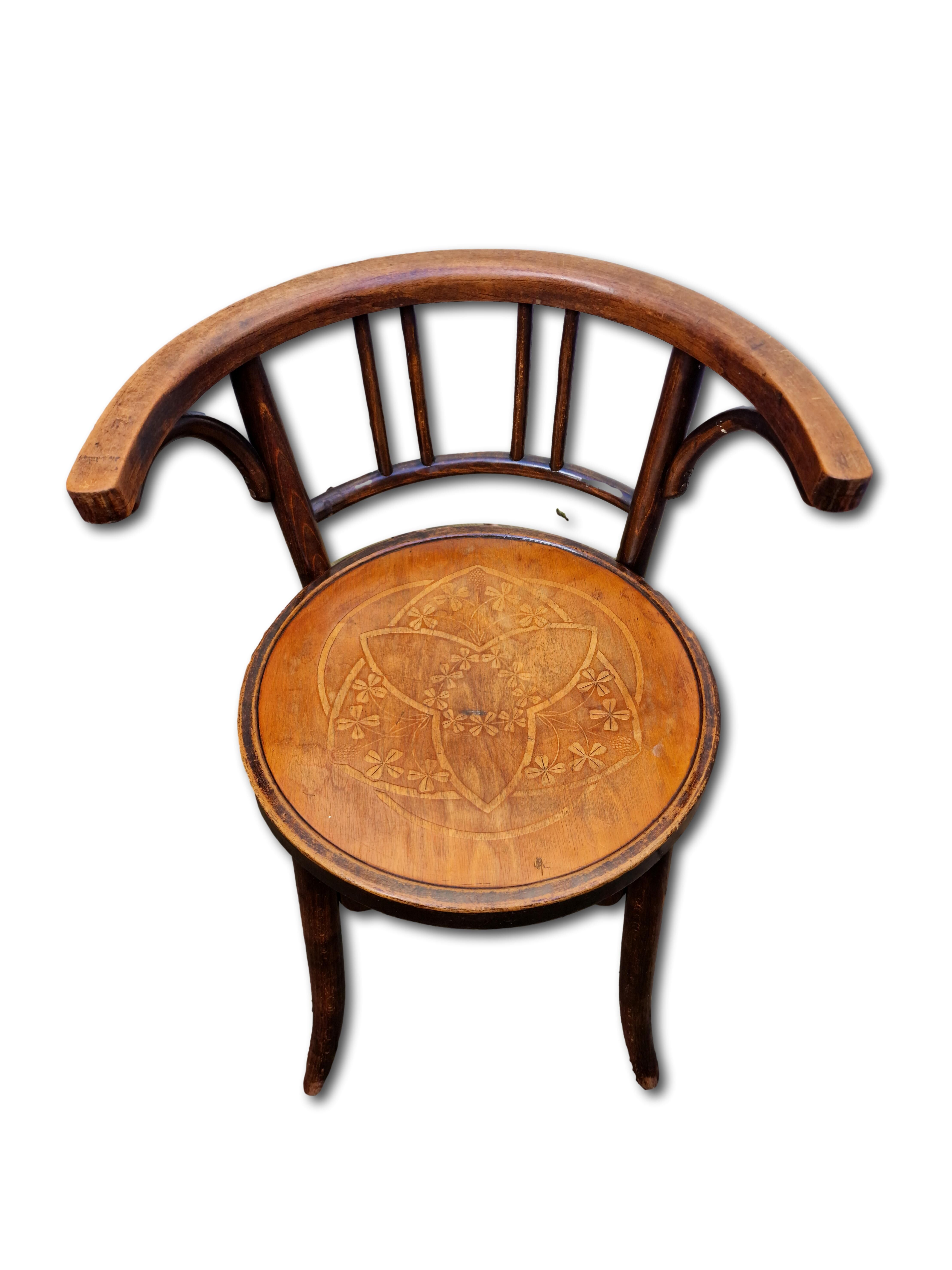 Art Nouveau Chairs Arched Wood and Floral Decoration, 1910s