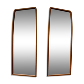 Paire de miroirs muraux en teck vintage - 58x21cm